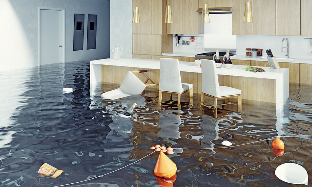 flooding kitchen interior.
